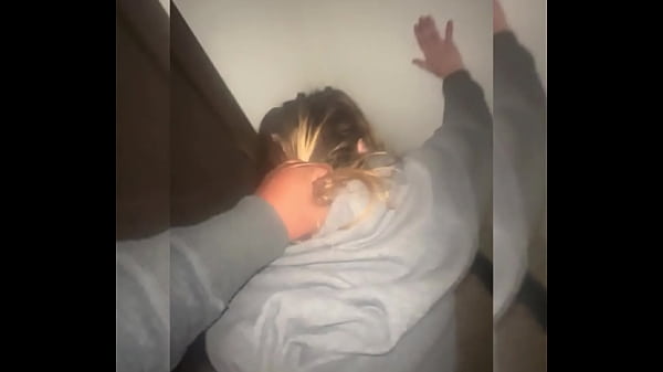 Cuck submits to master while his girl gets fucked in bathroom